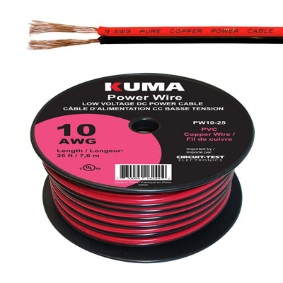 CIRCUIT TEST-PW10-25-power wire, hook up wire, low voltage dc, bonded, parallel wire, circuittest, kuma