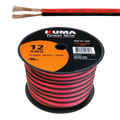 CIRCUIT TEST-PW12-100-power wire, hook up wire, low voltage dc, bonded, parallel wire, circuittest, kuma