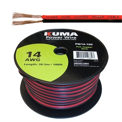 CIRCUIT TEST-PW14-100-power wire, hook up wire, low voltage dc, bonded, parallel wire, circuittest, kuma